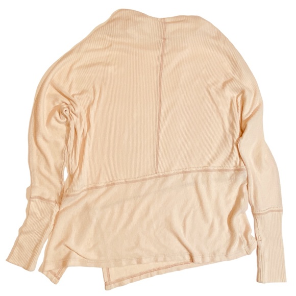 We The Free People Londontown Thermal Ribbed Tunic Top Light Beige Shirt Small - Picture 4 of 8